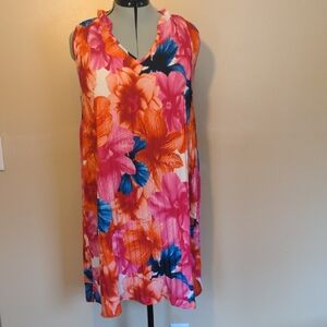 Floral Pink and Blue Midi Dress